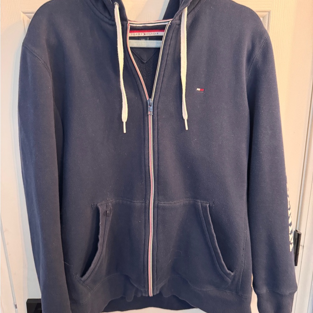 Tommy Hilfiger Navy Hoodie with Red & White Trim